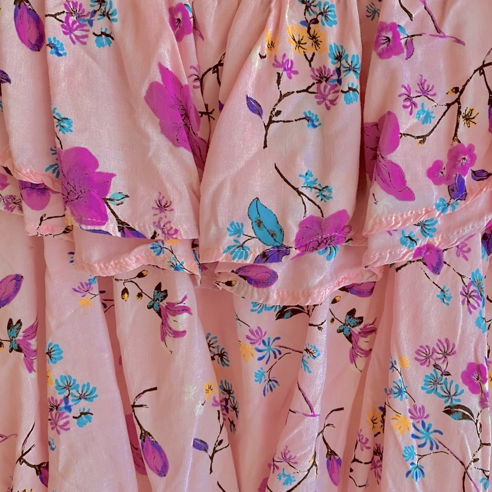 Floral Pink Ruffle Crop Top - Picture 6 of 7